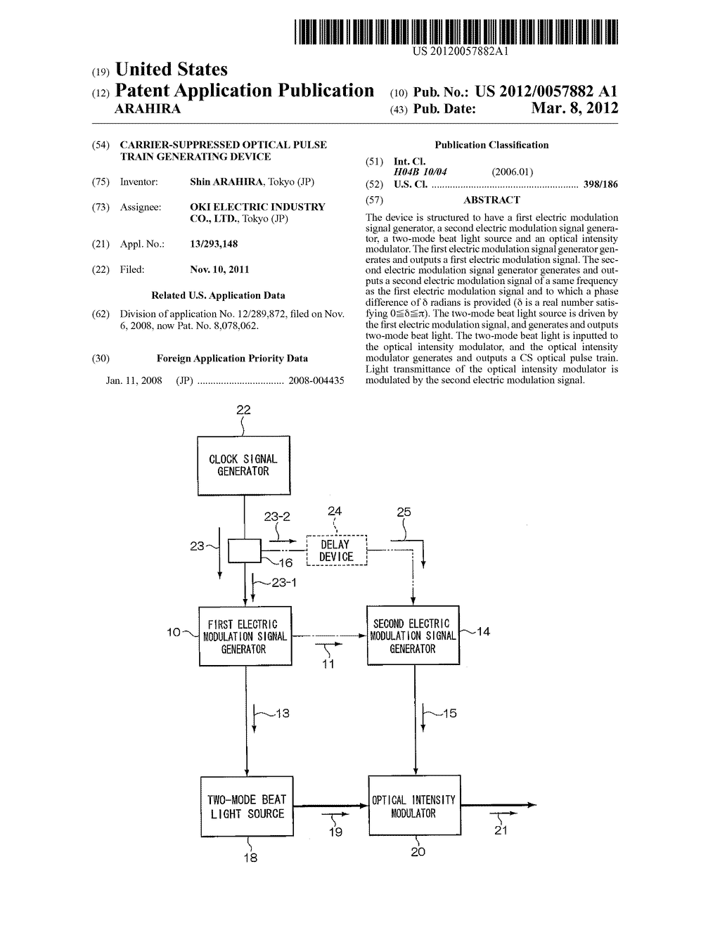 CARRIER-SUPPRESSED OPTICAL PULSE TRAIN GENERATING DEVICE - diagram, schematic, and image 01