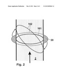 CASCADE-TYPE COATING DEVICE FOR POWDERY MATERIAL AND ASSOCIATED METHOD diagram and image