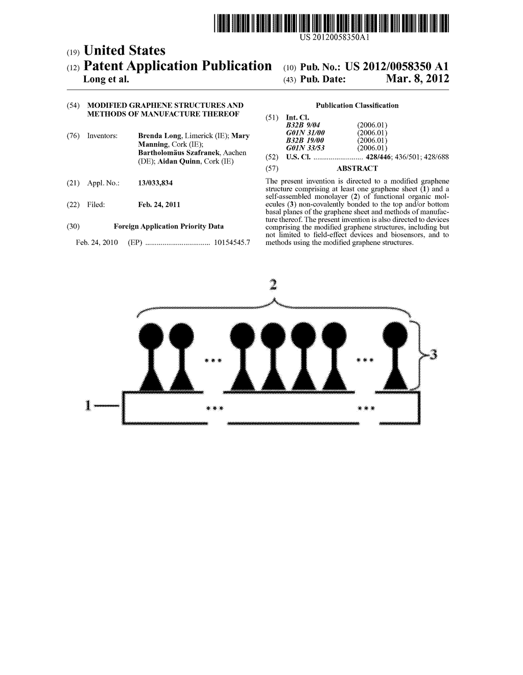 MODIFIED GRAPHENE STRUCTURES AND METHODS OF MANUFACTURE THEREOF - diagram, schematic, and image 01