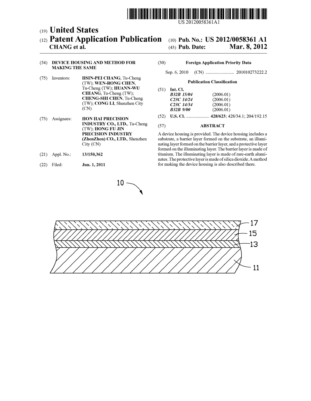 DEVICE HOUSING AND METHOD FOR MAKING THE SAME - diagram, schematic, and image 01