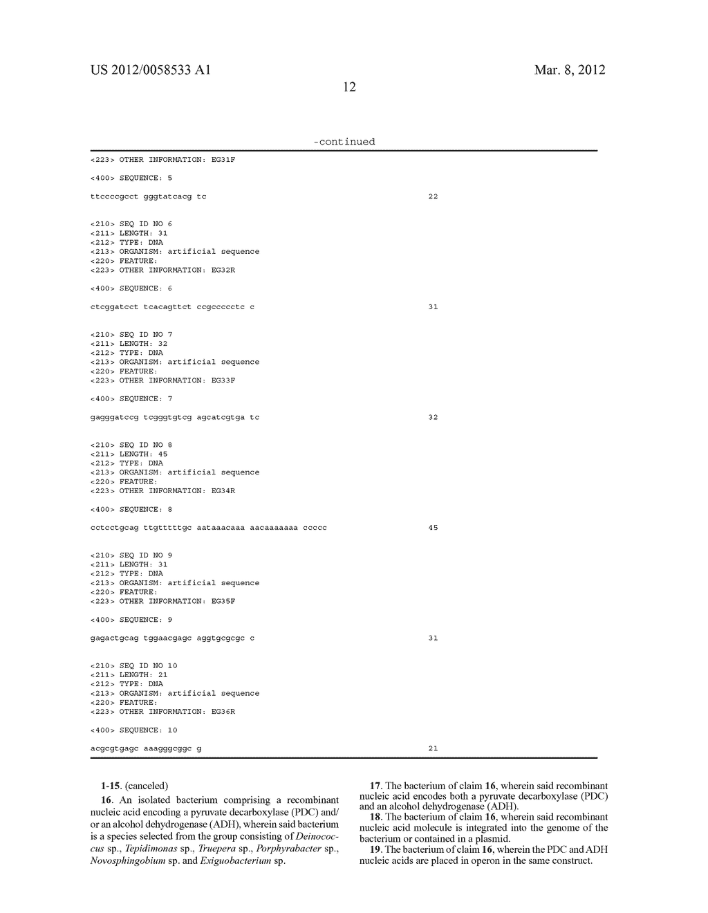 RECOMBINANT BACTERIA AND THE USES THEREOF FOR PRODUCING ETHANOL - diagram, schematic, and image 21