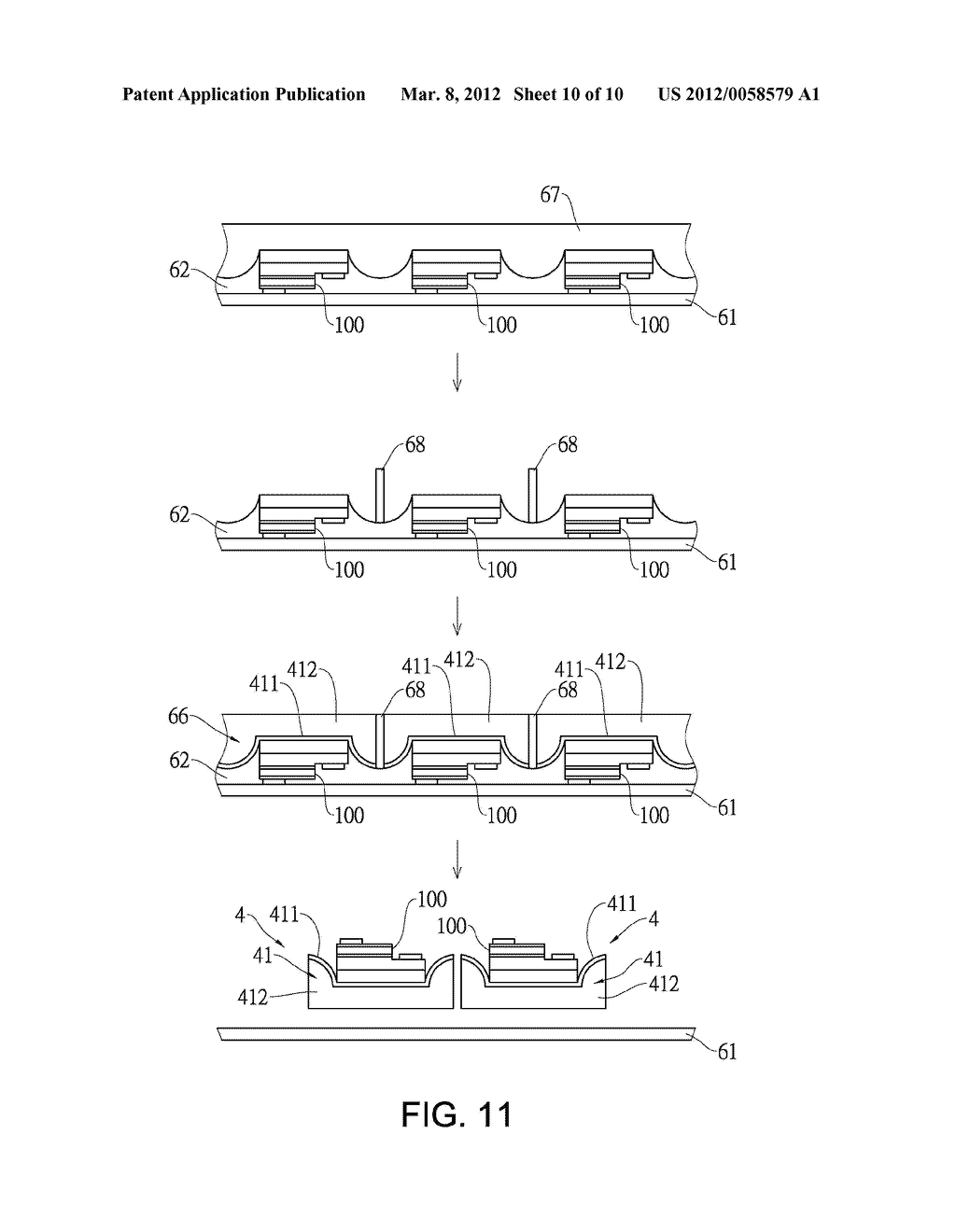 METHOD FOR PACKAGING LED CHIP MODULES AND MOVING FIXTURE THEREOF - diagram, schematic, and image 11