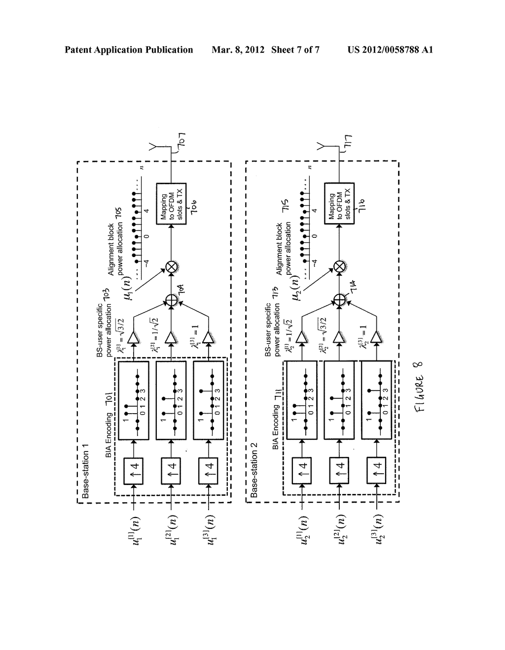 METHOD AND APPARATUS FOR COMMUNICATING WITH BLIND INTERFERENCE ALIGNMENT     USING POWER ALLOCATION AND/OR TRANSMISSION ARCHITECTURE - diagram, schematic, and image 08