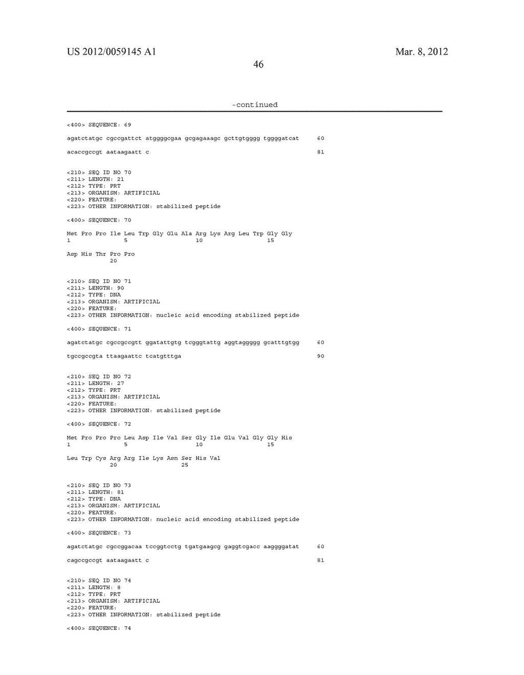 STABILIZED BIOACTIVE PEPTIDES AND METHODS OF IDENTIFICATION, SYNTHESIS,     AND USE - diagram, schematic, and image 56