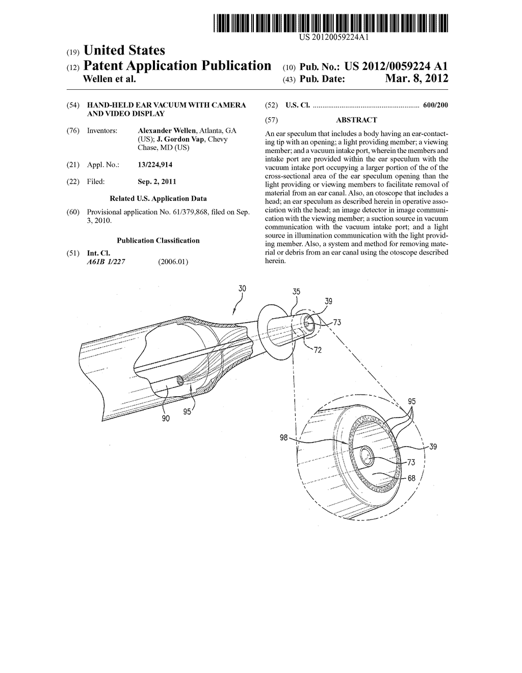 HAND-HELD EAR VACUUM WITH CAMERA AND VIDEO DISPLAY - diagram, schematic, and image 01