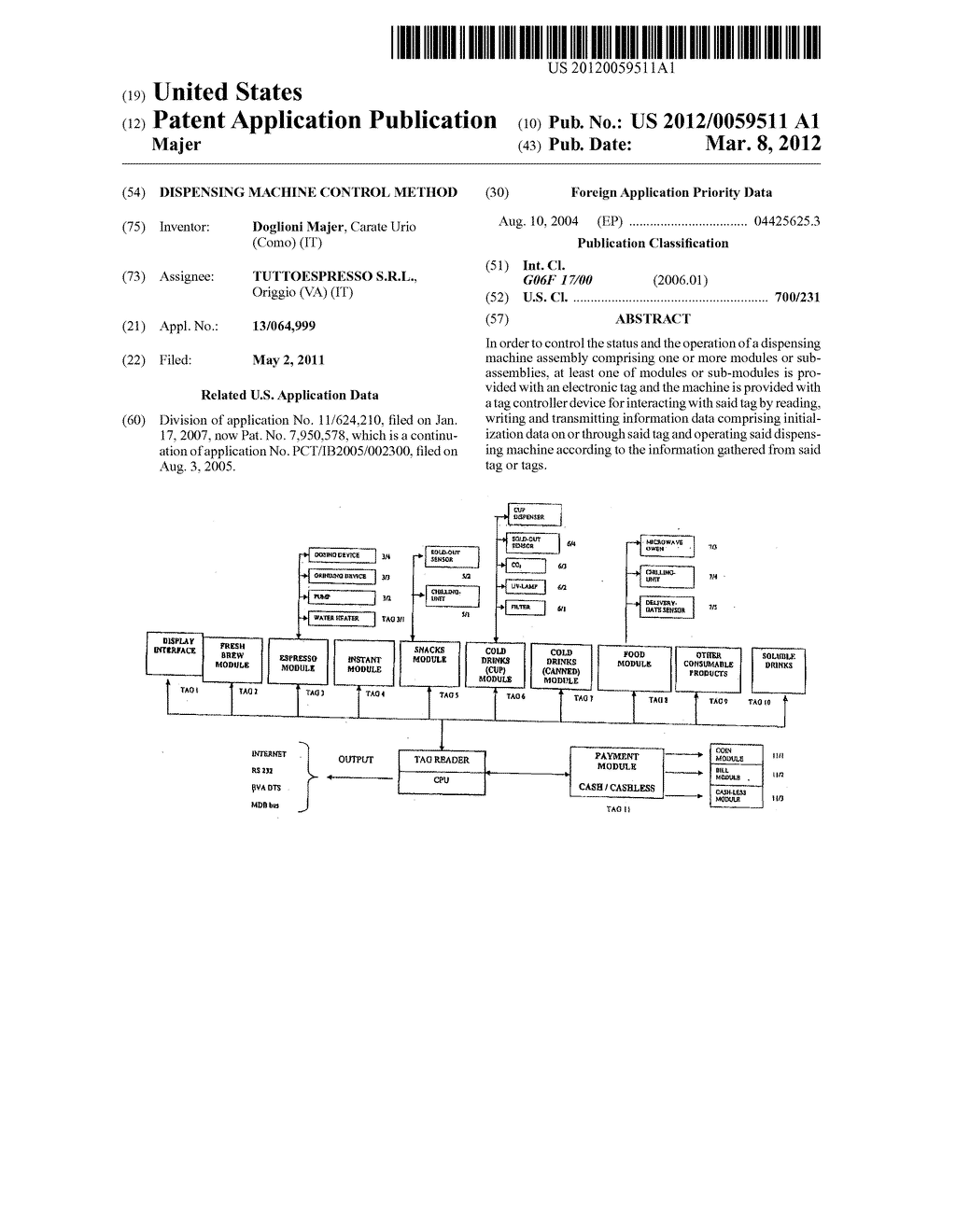 Dispensing machine control method - diagram, schematic, and image 01