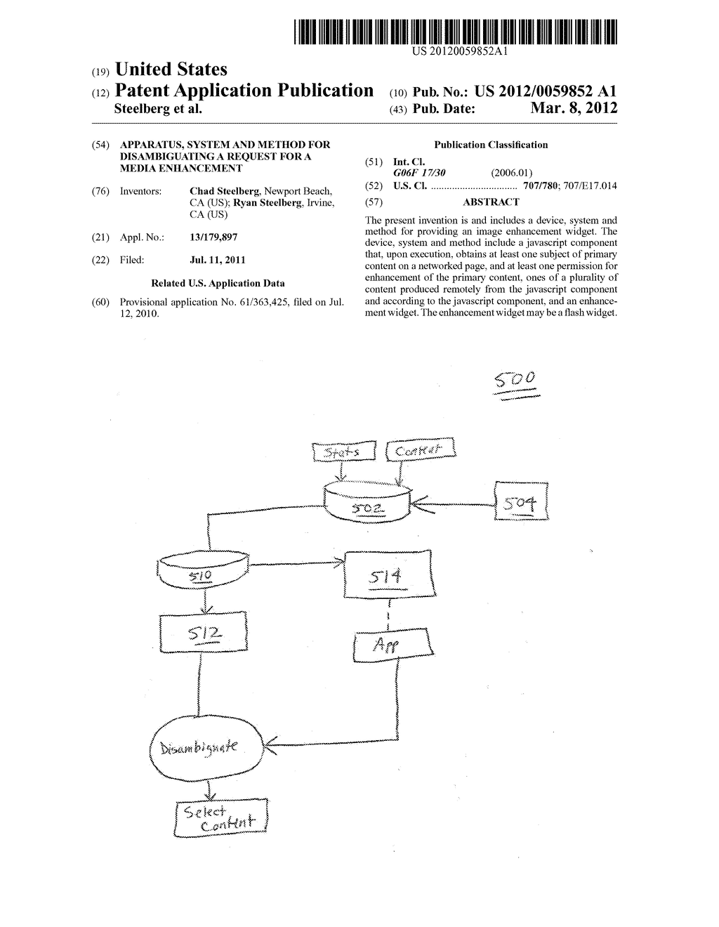Apparatus, System and Method for Disambiguating a Request for a Media     Enhancement - diagram, schematic, and image 01