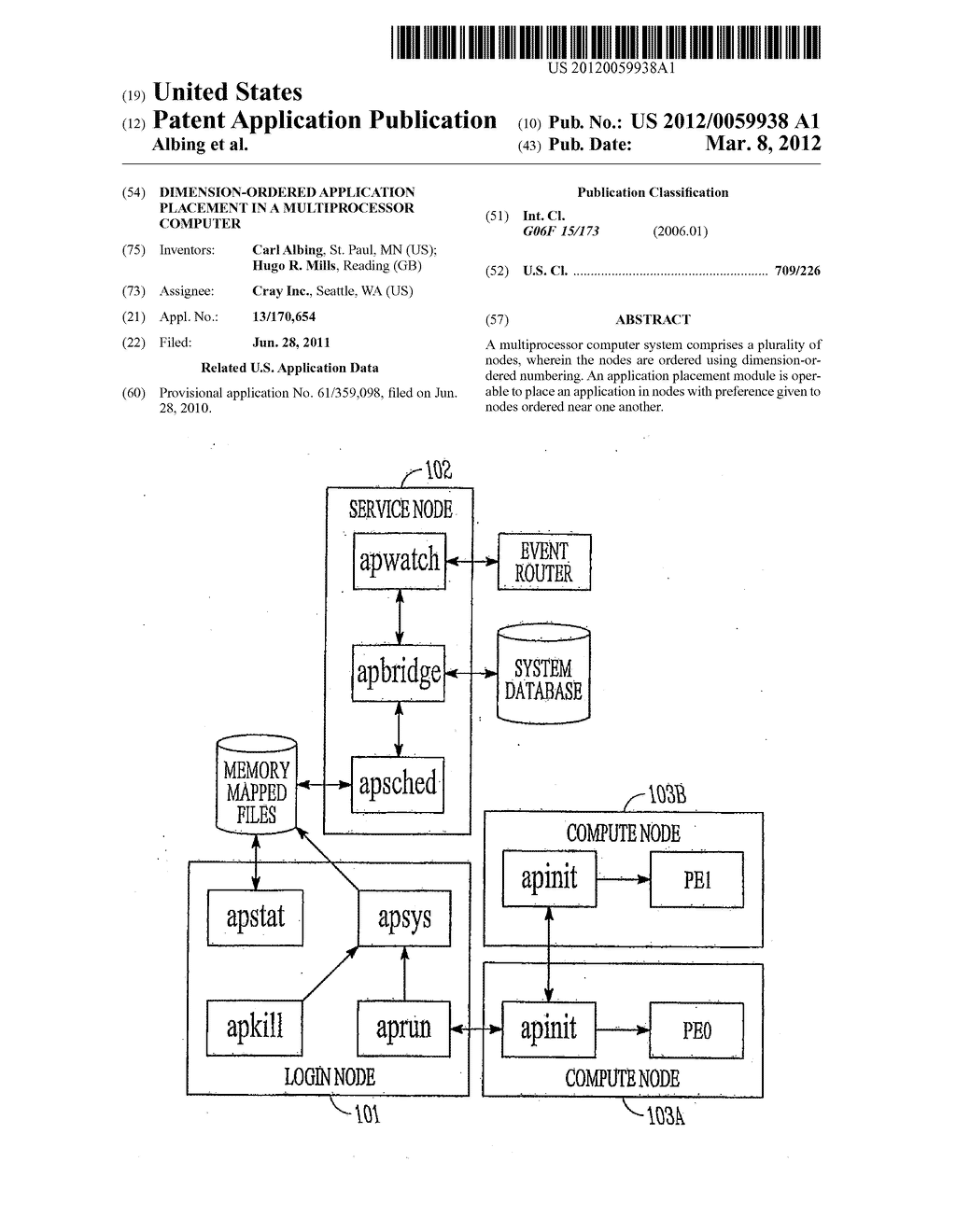 DIMENSION-ORDERED APPLICATION PLACEMENT IN A MULTIPROCESSOR COMPUTER - diagram, schematic, and image 01