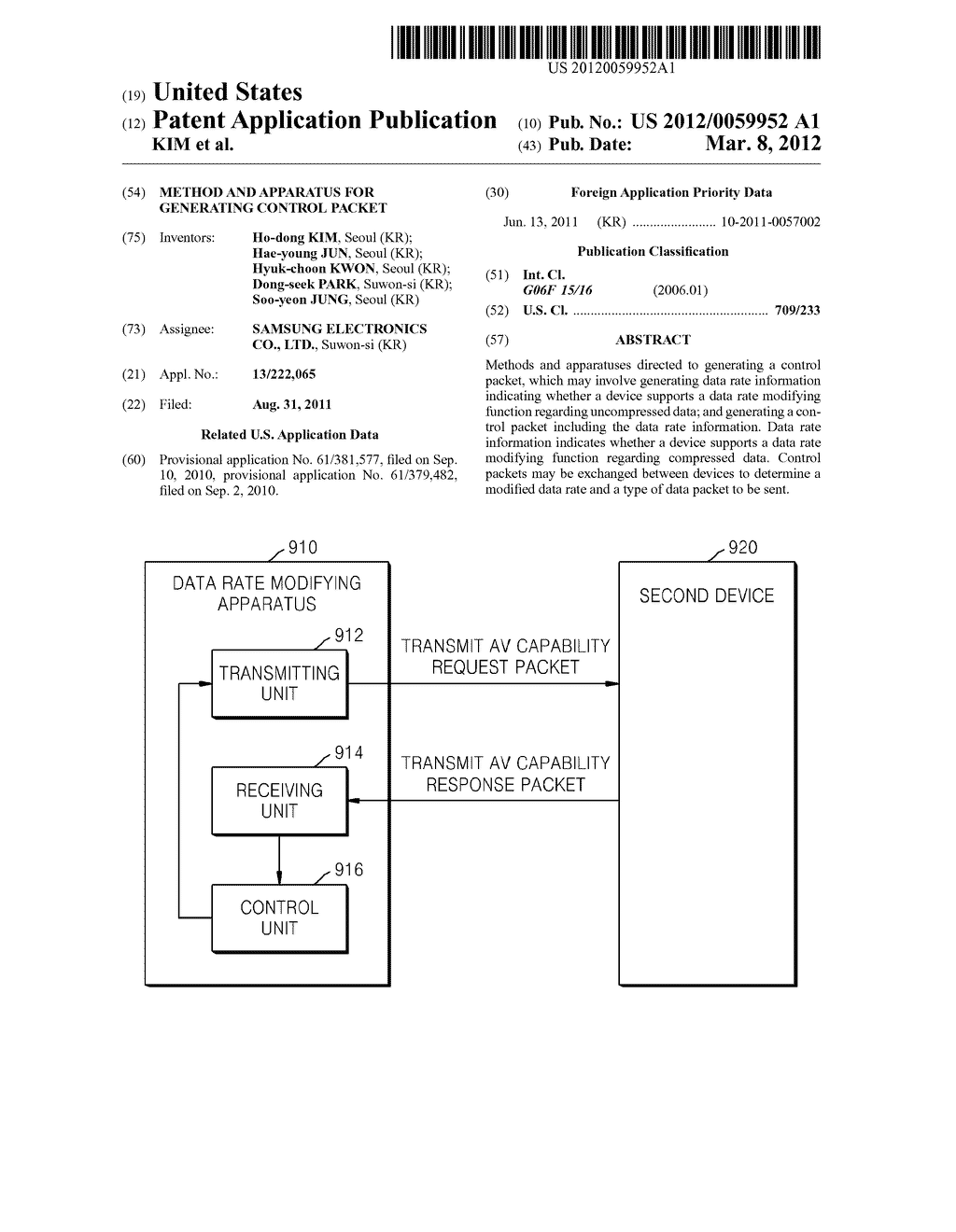 METHOD AND APPARATUS FOR GENERATING CONTROL PACKET - diagram, schematic, and image 01