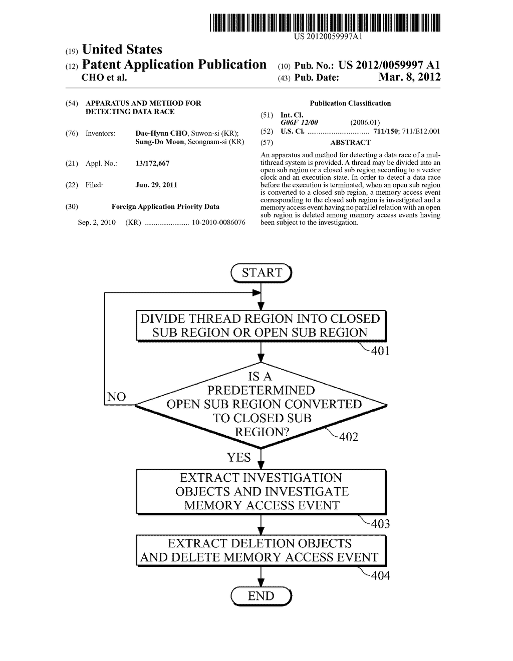 APPARATUS AND METHOD FOR DETECTING DATA RACE - diagram, schematic, and image 01
