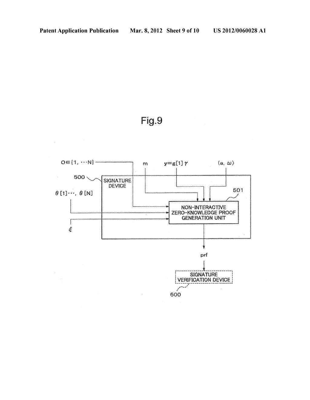 SIGNATURE DEVICE, SIGNATURE VERIFICATION DEVICE, ANONYMOUS AUTHETICATION     SYSTEM, SIGNING METHOD, SIGNATURE AUTHENTICATION METHOD, AND PROGRAMS     THEREFOR - diagram, schematic, and image 10