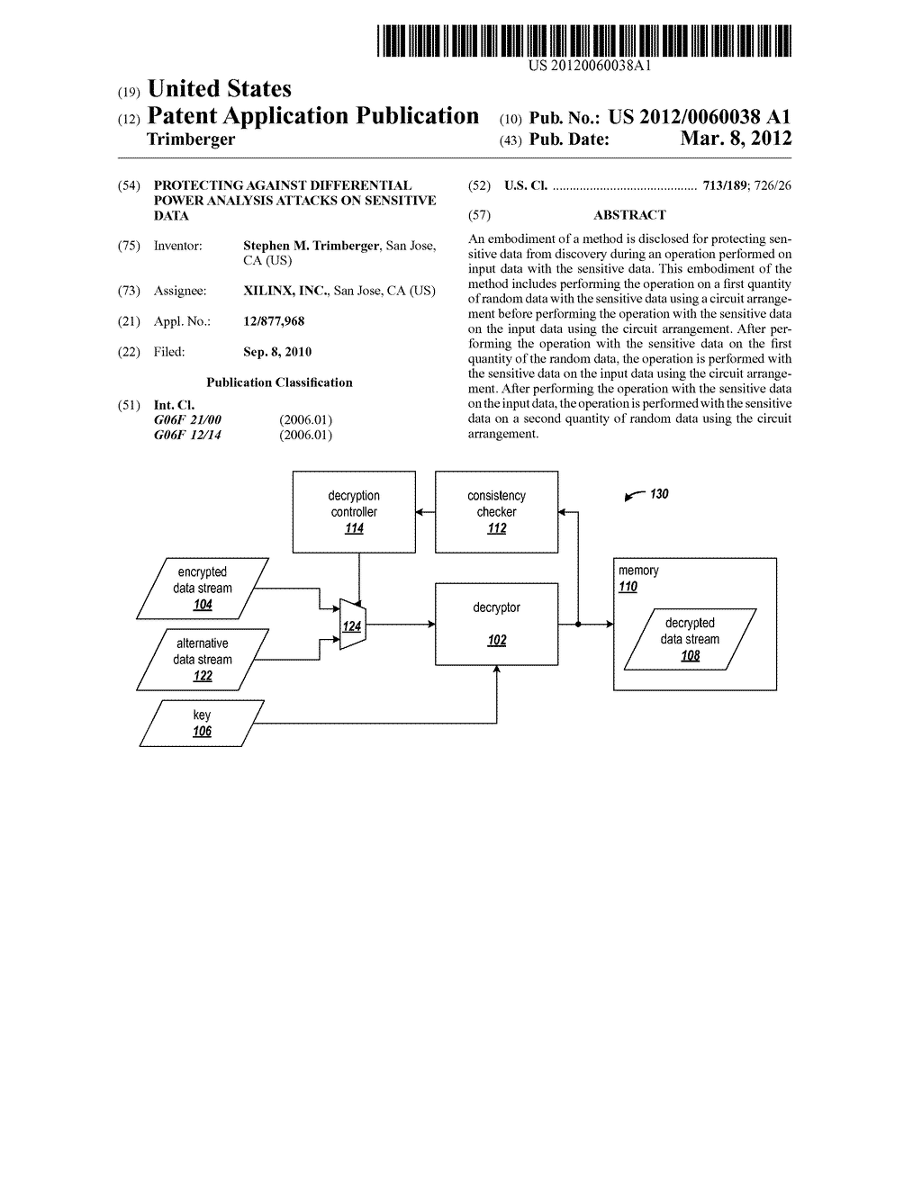 PROTECTING AGAINST DIFFERENTIAL POWER ANALYSIS ATTACKS ON SENSITIVE DATA - diagram, schematic, and image 01