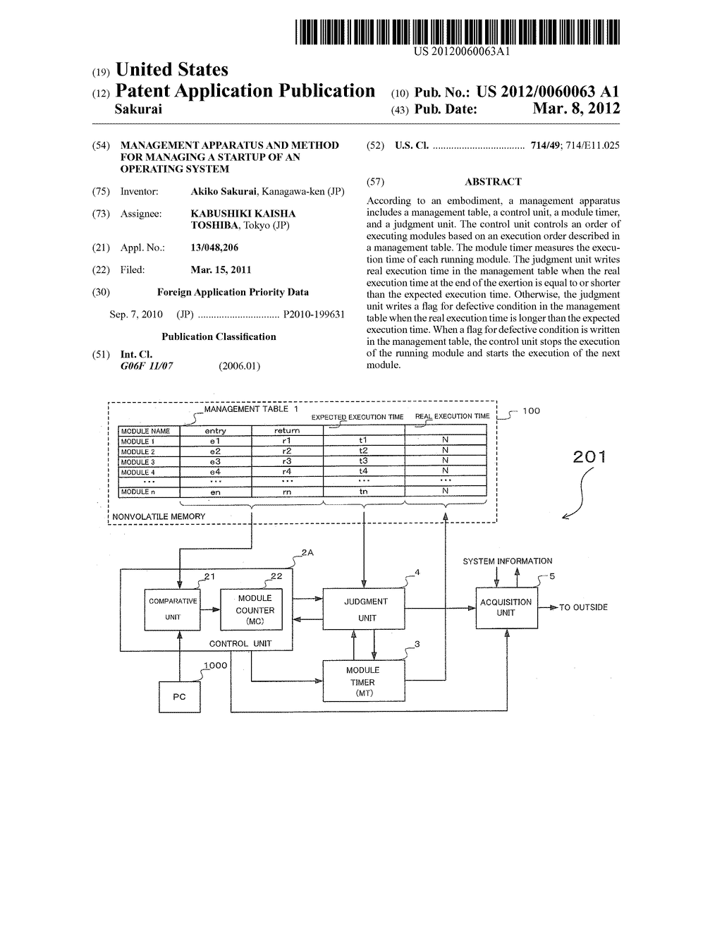 MANAGEMENT APPARATUS AND METHOD FOR MANAGING A STARTUP OF AN OPERATING     SYSTEM - diagram, schematic, and image 01