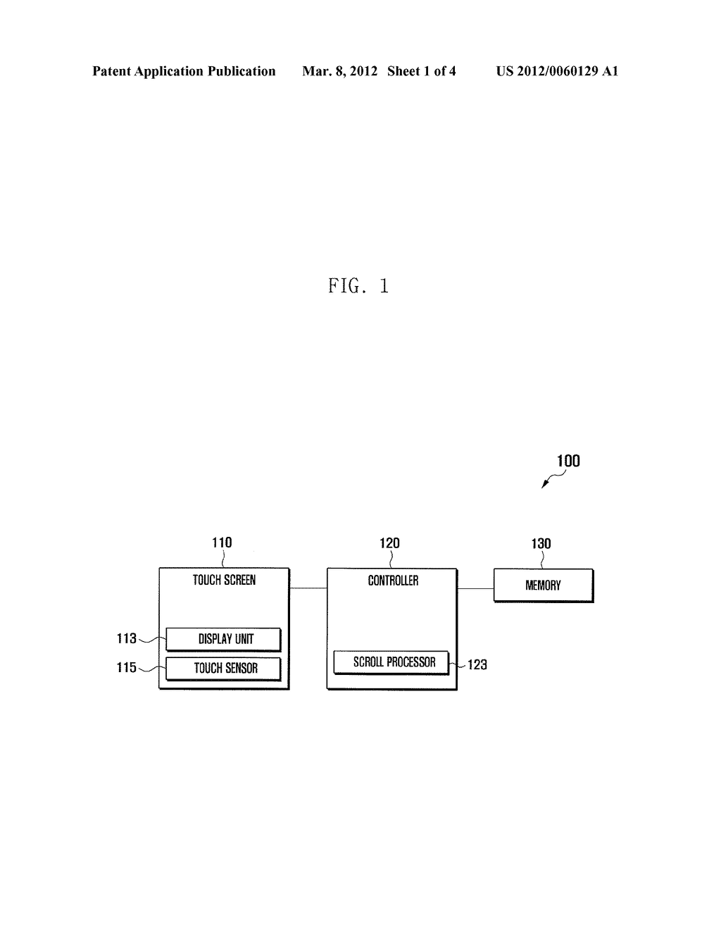 MOBILE TERMINAL HAVING TOUCH SCREEN AND METHOD FOR DISPLAYING CONTENTS     THEREIN - diagram, schematic, and image 02