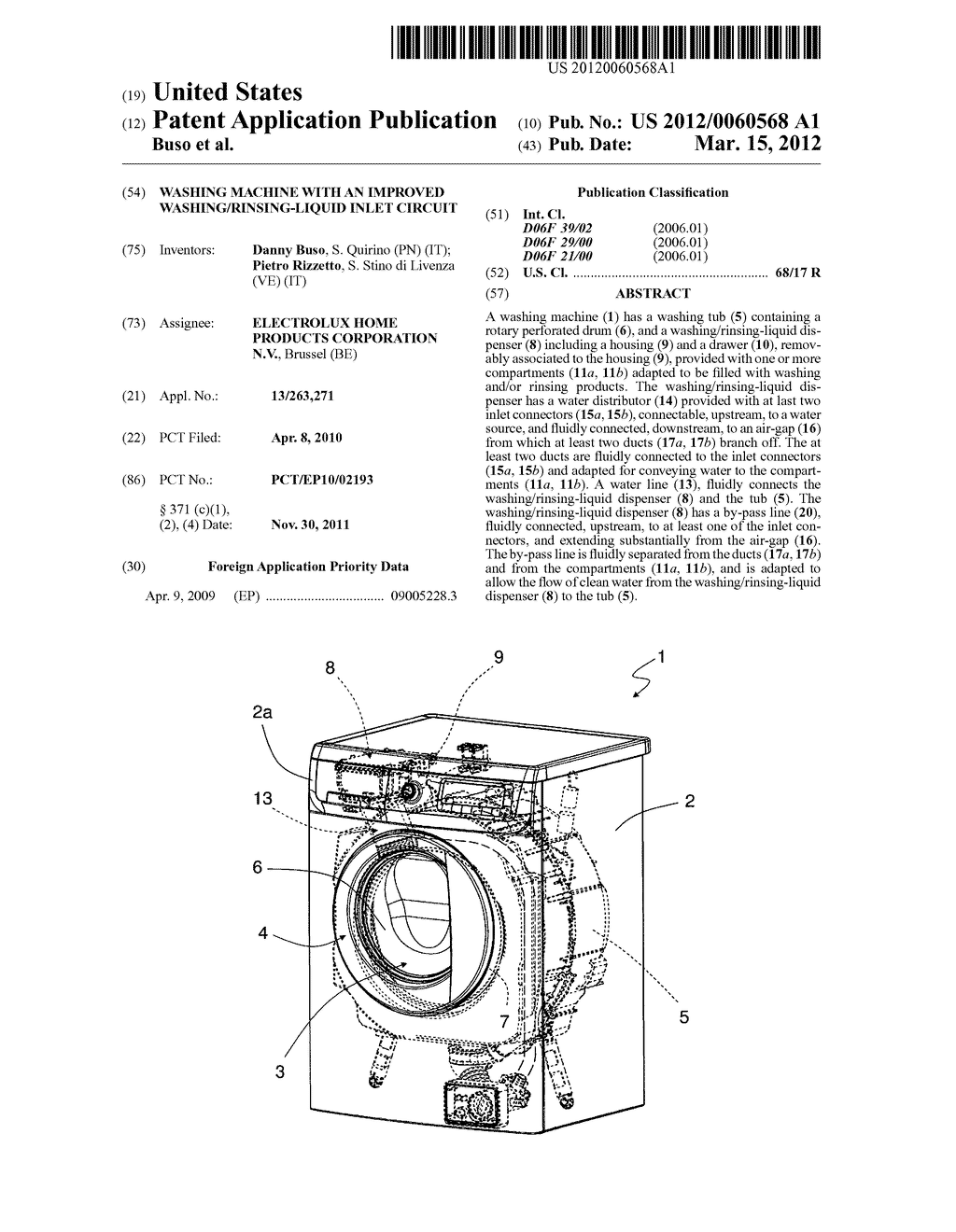 Washing Machine With An Improved Washing/Rinsing-Liquid Inlet Circuit - diagram, schematic, and image 01