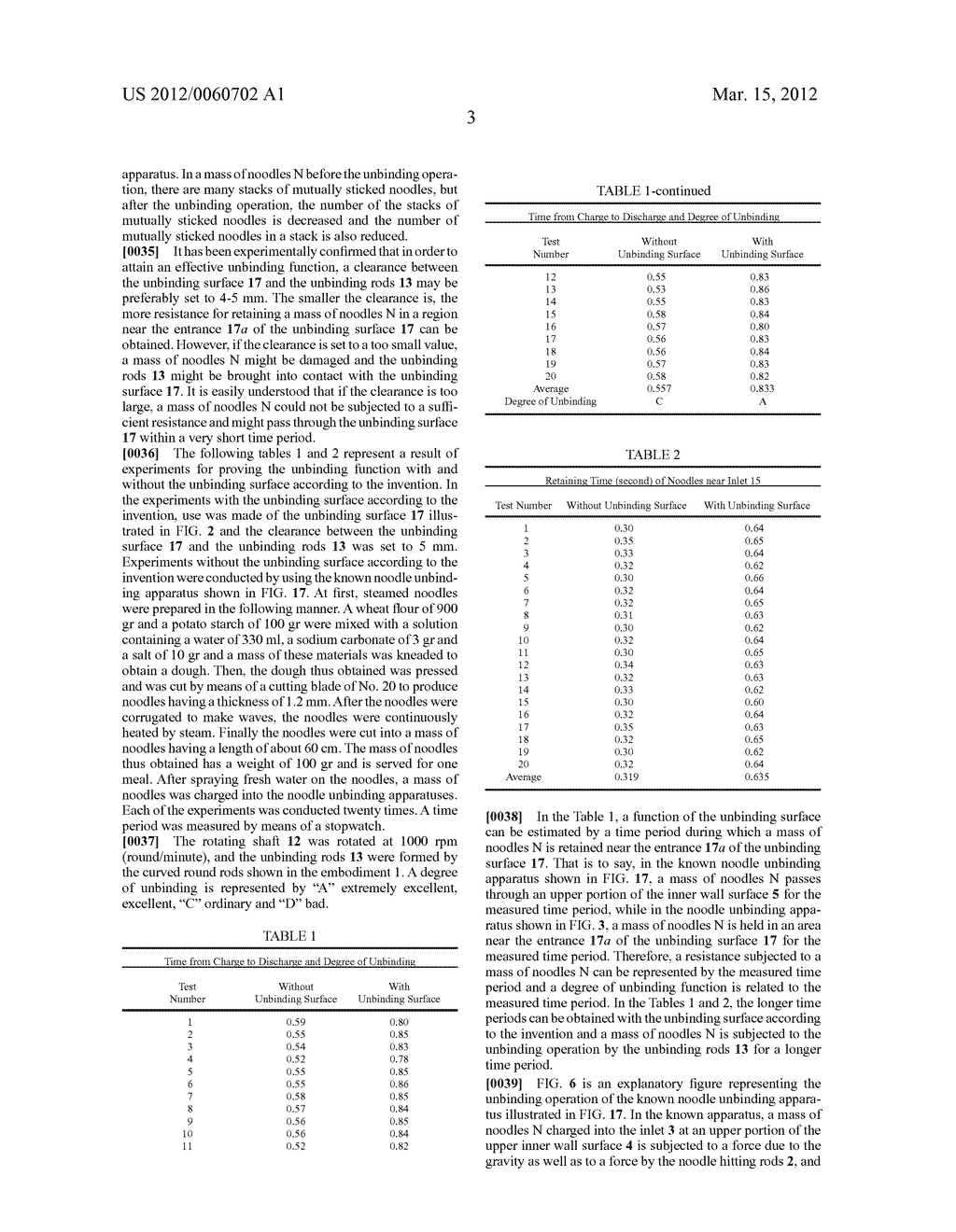 APPARATUS FOR UNBINDING A MASS OF MUTUALLY STICKED NOODLES - diagram, schematic, and image 17