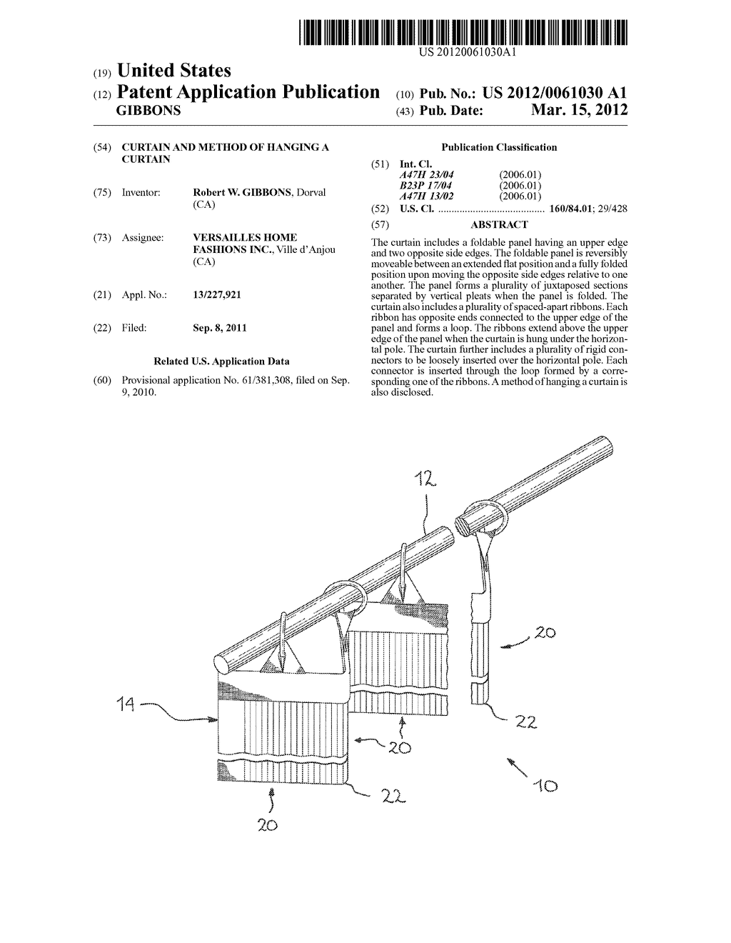 CURTAIN AND METHOD OF HANGING A CURTAIN - diagram, schematic, and image 01