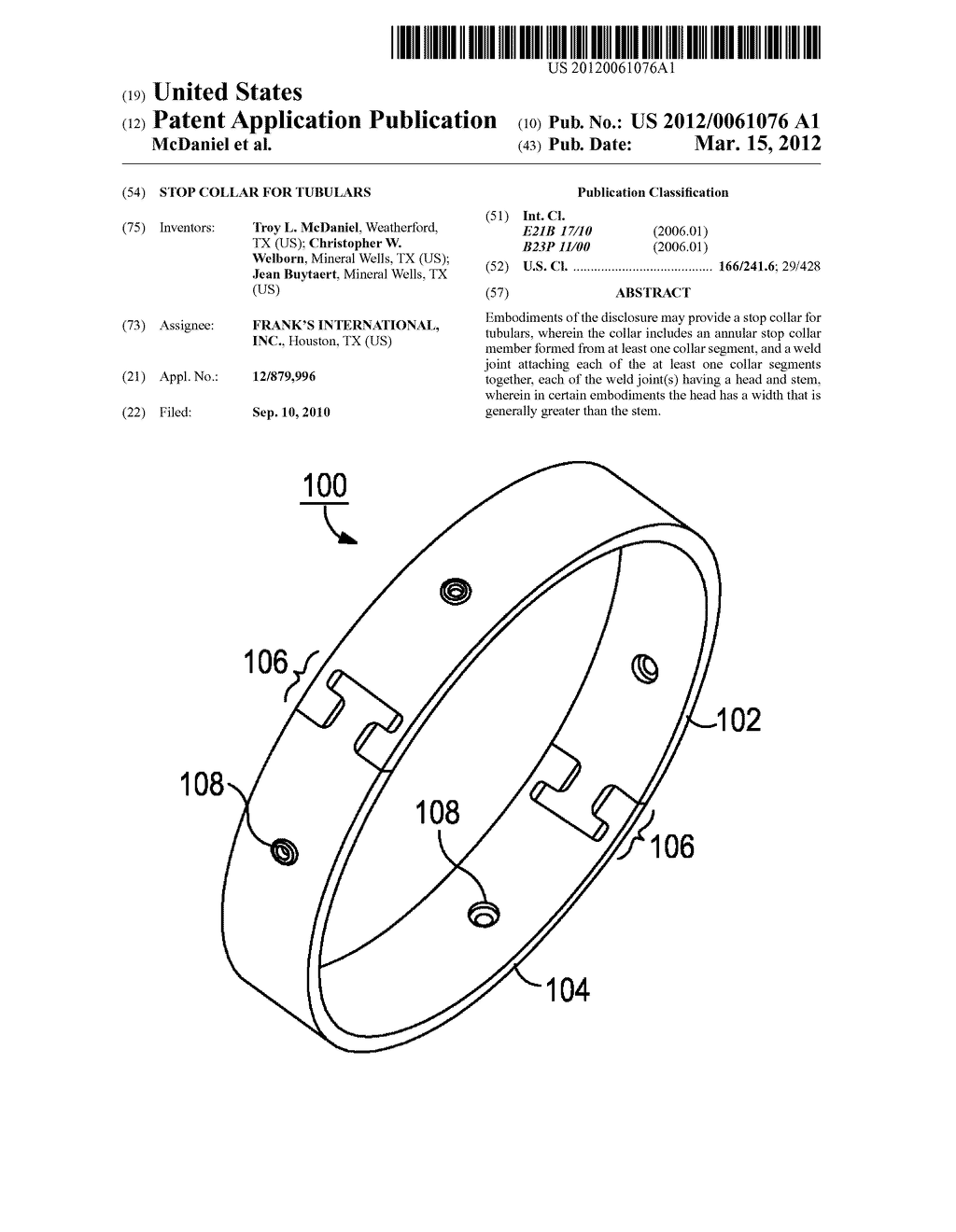 Stop Collar for Tubulars - diagram, schematic, and image 01