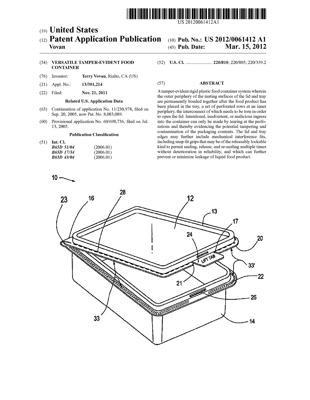 Versatile Tamper-Evident Food Container - diagram, schematic, and image 01