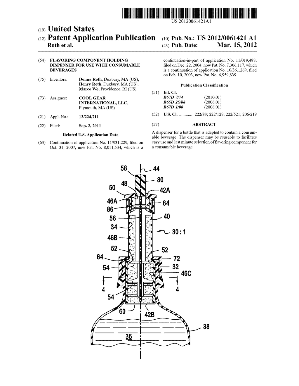 FLAVORING COMPONENT HOLDING DISPENSER FOR USE WITH CONSUMABLE BEVERAGES - diagram, schematic, and image 01