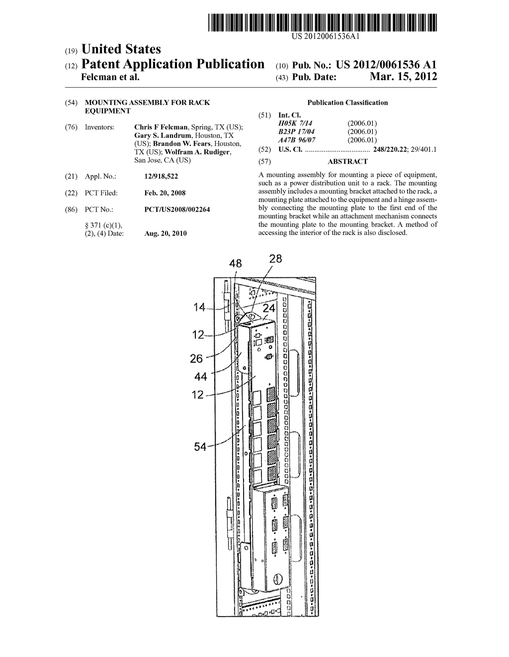 Mounting Assembly For Rack Equipment - diagram, schematic, and image 01