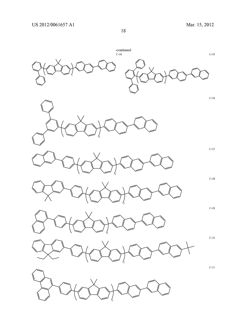 BINAPHTHYL COMPOUND AND ORGANIC LIGHT EMITTING ELEMENT USING THE SAME - diagram, schematic, and image 24