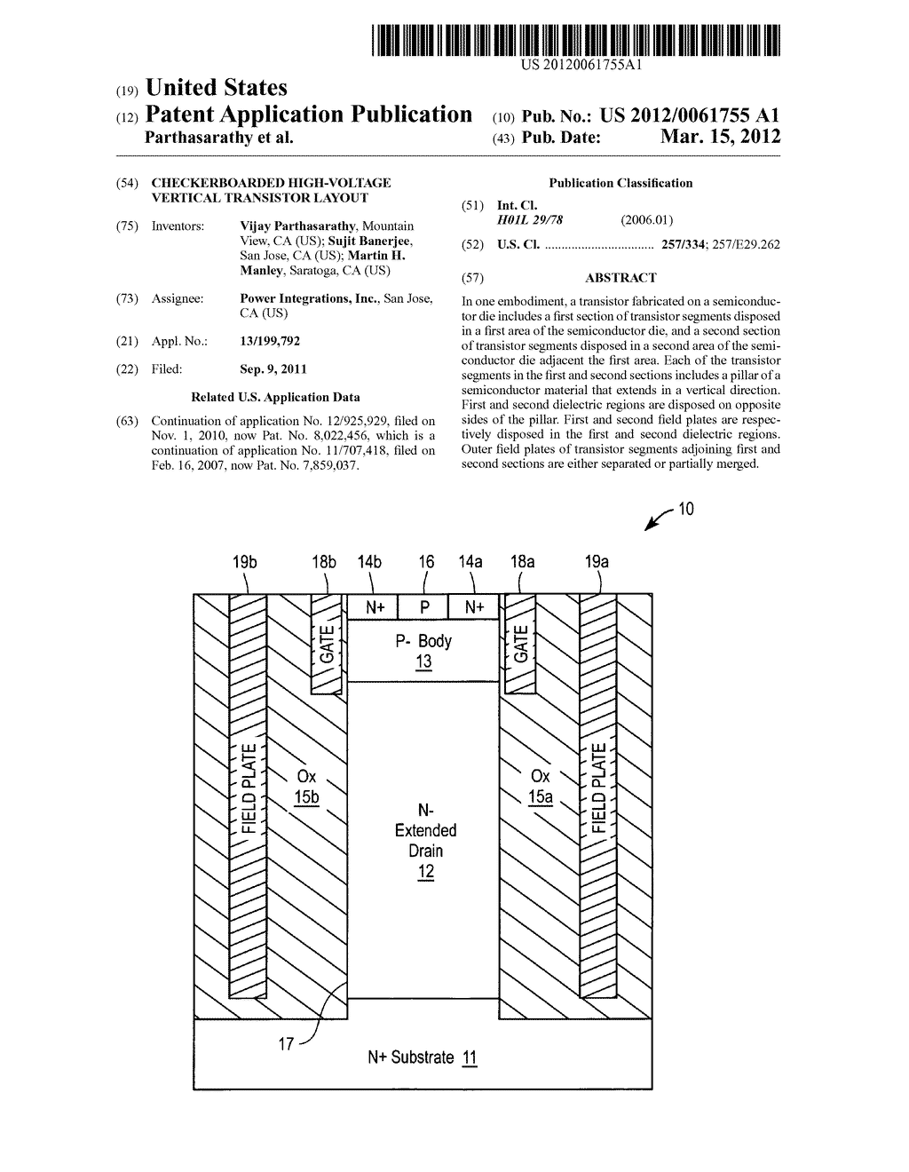 Checkerboarded high-voltage vertical transistor layout - diagram, schematic, and image 01