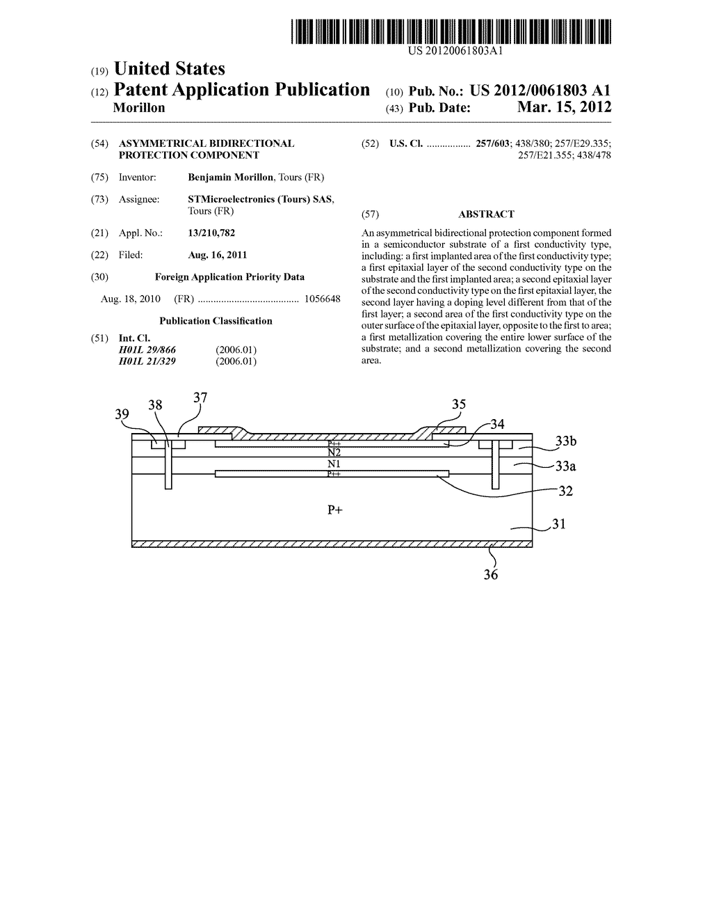 ASYMMETRICAL BIDIRECTIONAL PROTECTION COMPONENT - diagram, schematic, and image 01