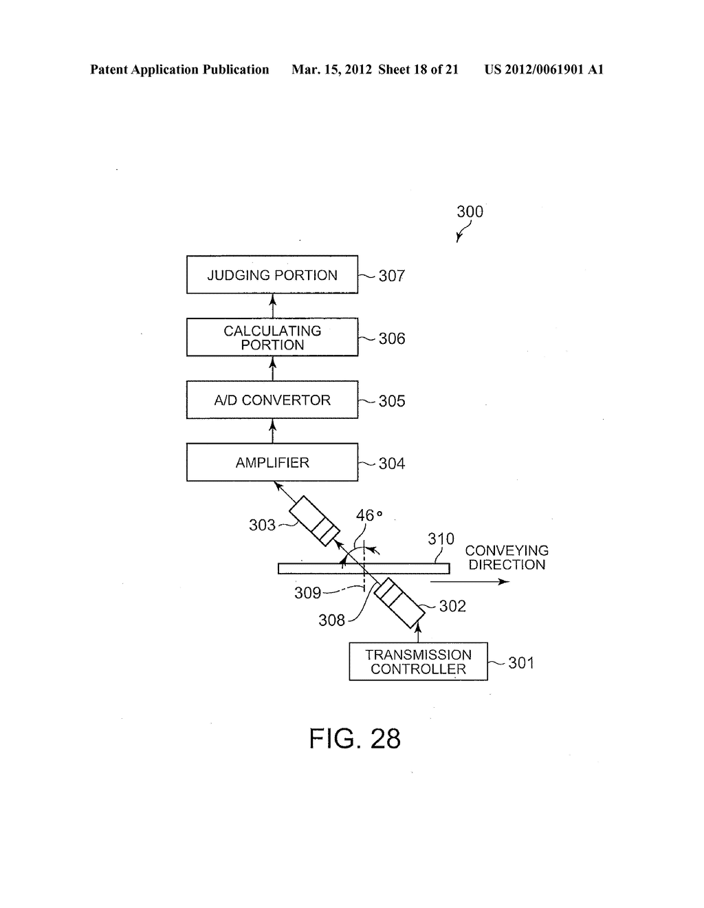 ULTRASONIC DETECTING DEVICE AND SHEET HANDLING APPARATUS COMPRISING     ULTRASONIC DETECTING DEVICE - diagram, schematic, and image 19