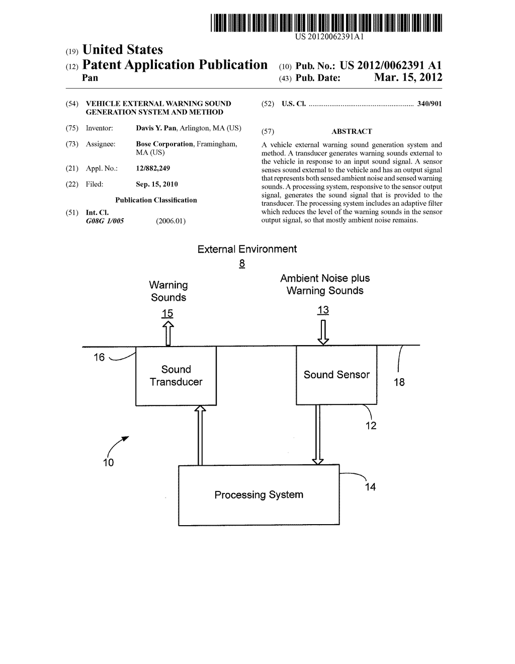 Vehicle External Warning Sound Generation System and Method - diagram, schematic, and image 01