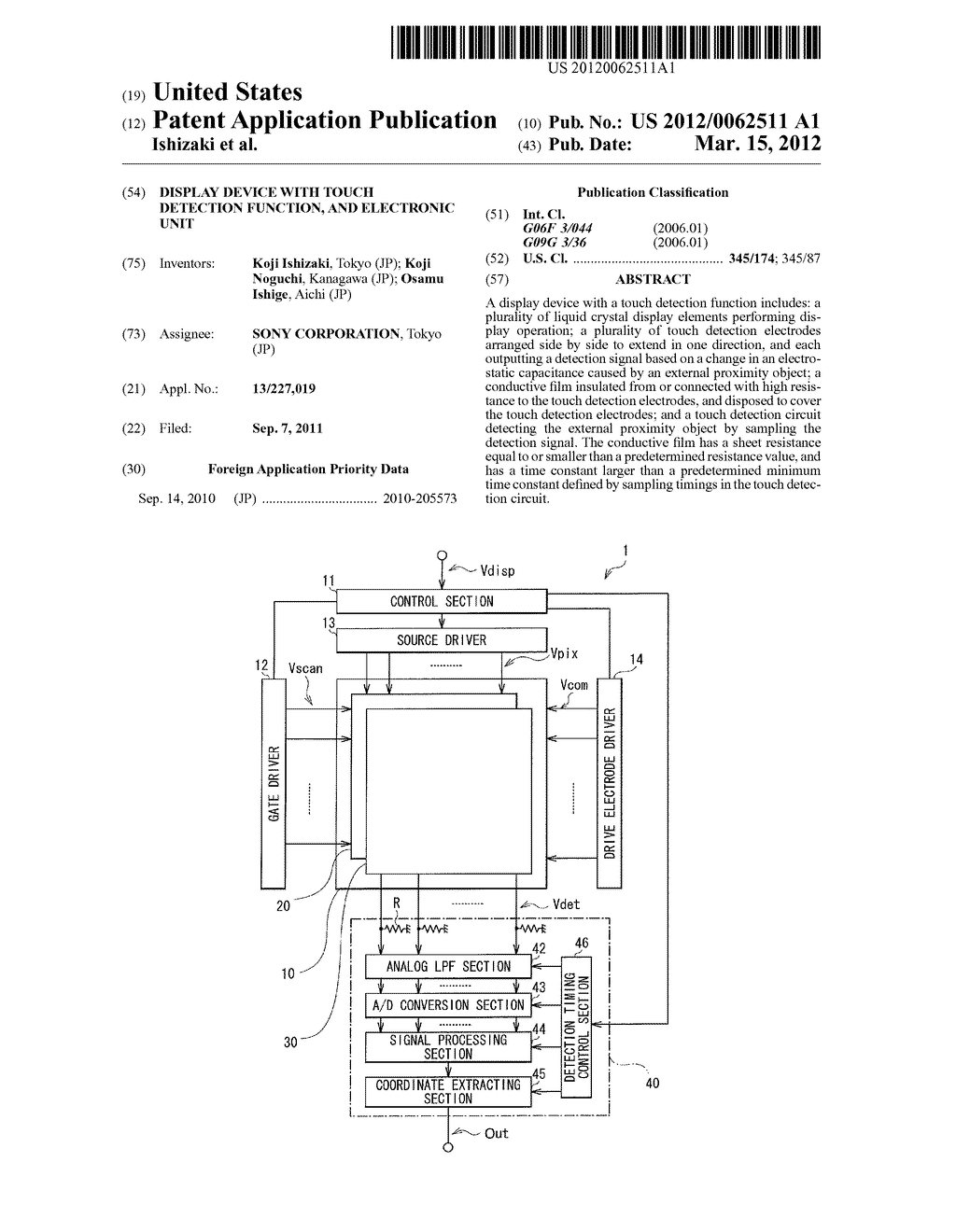 DISPLAY DEVICE WITH TOUCH DETECTION FUNCTION, AND ELECTRONIC UNIT - diagram, schematic, and image 01