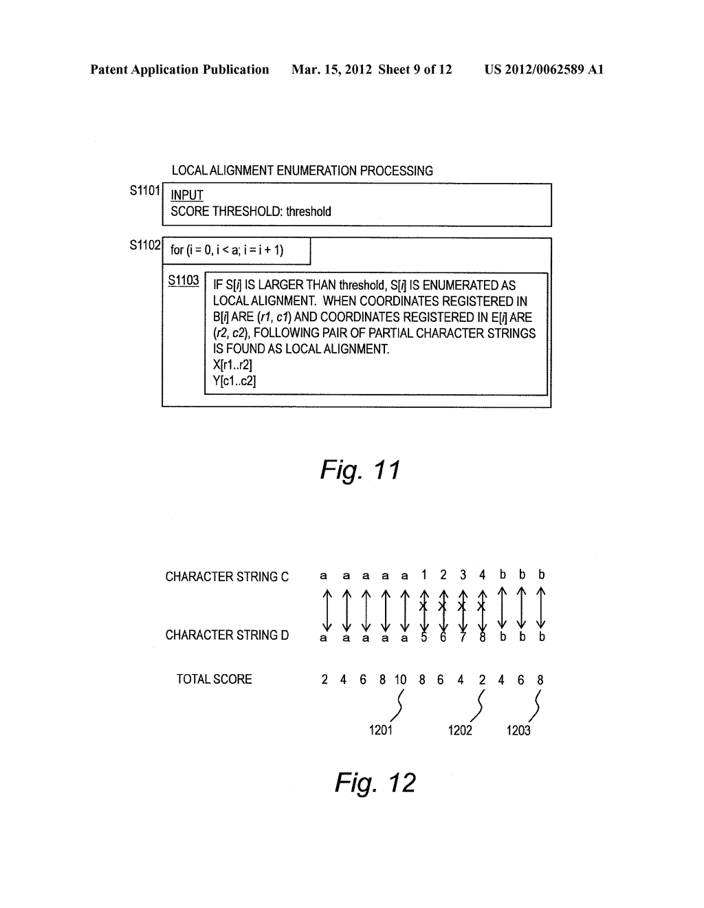 SYSTEM AND PROGRAM FOR ENUMERATING LOCAL ALIGNMENTS FROM A PAIR OF     DOCUMENTS - diagram, schematic, and image 10