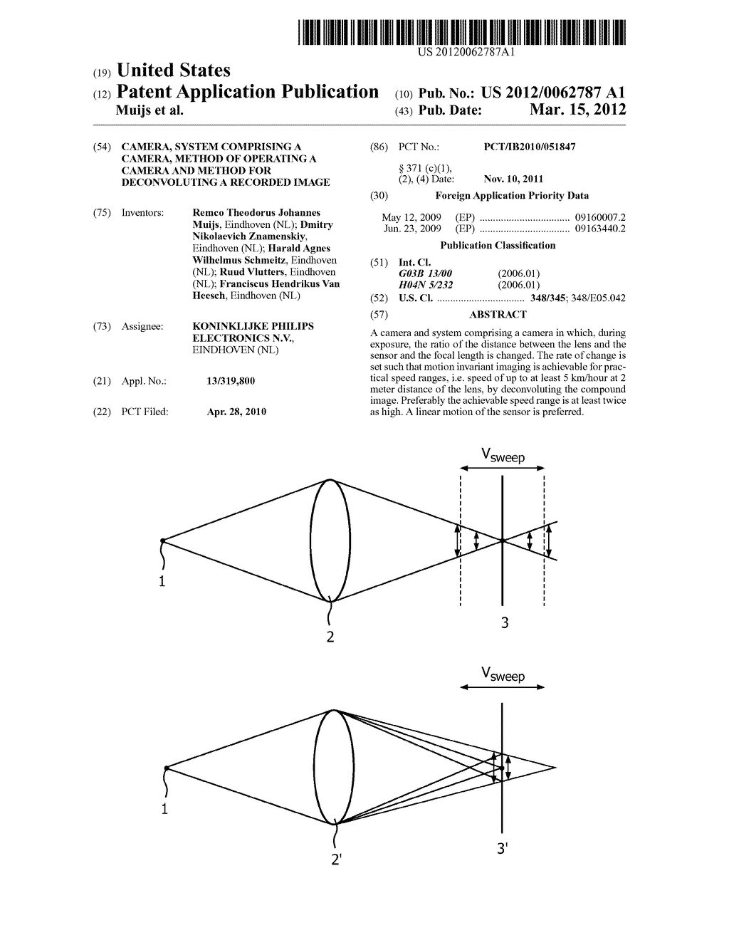 CAMERA, SYSTEM COMPRISING A CAMERA, METHOD OF OPERATING A CAMERA AND     METHOD FOR DECONVOLUTING A RECORDED IMAGE - diagram, schematic, and image 01