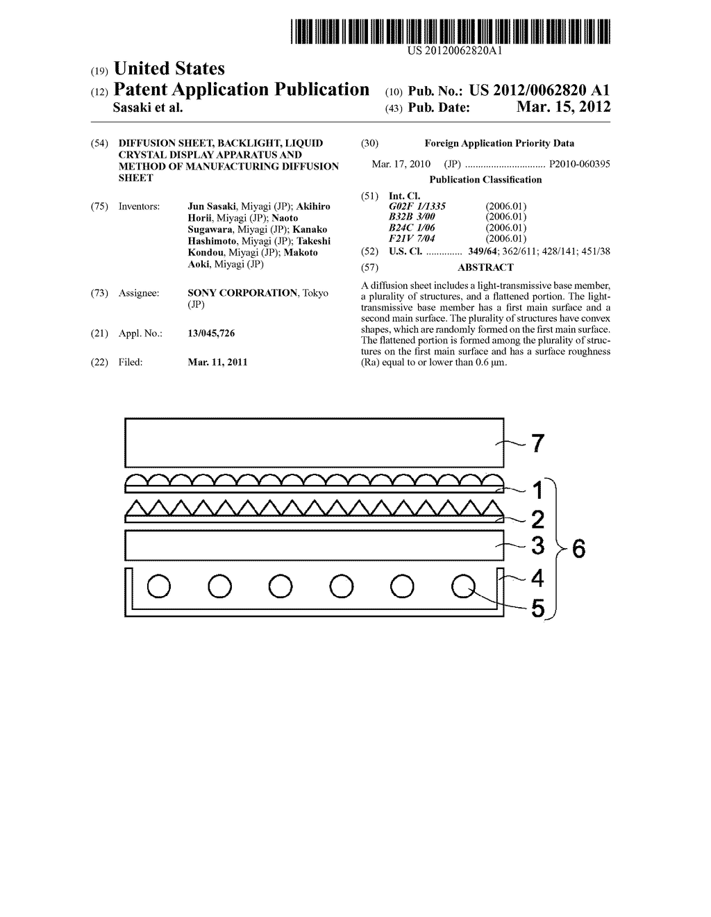 DIFFUSION SHEET, BACKLIGHT, LIQUID CRYSTAL DISPLAY APPARATUS AND METHOD OF     MANUFACTURING DIFFUSION SHEET - diagram, schematic, and image 01