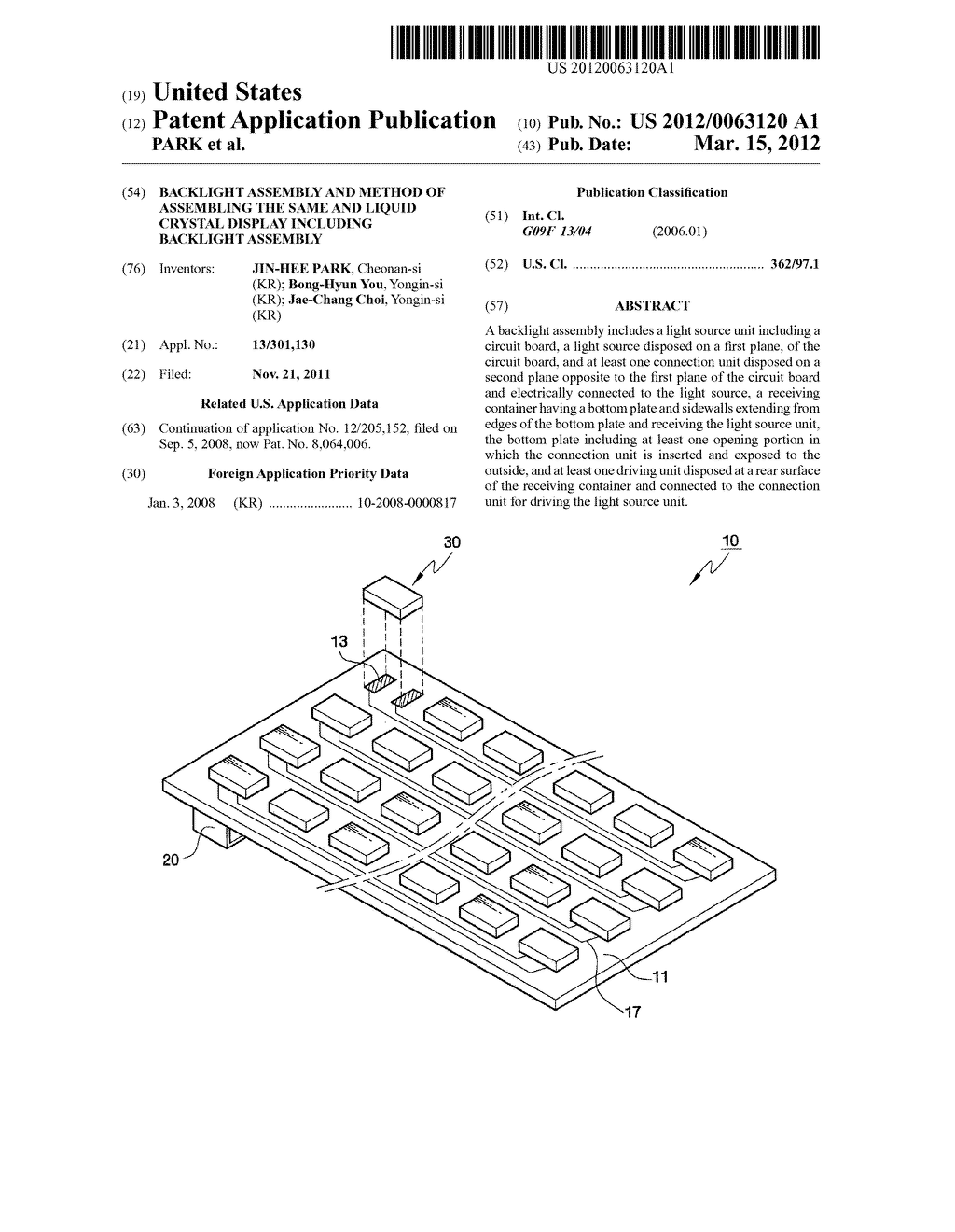 BACKLIGHT ASSEMBLY AND METHOD OF ASSEMBLING THE SAME AND LIQUID CRYSTAL     DISPLAY INCLUDING BACKLIGHT ASSEMBLY - diagram, schematic, and image 01