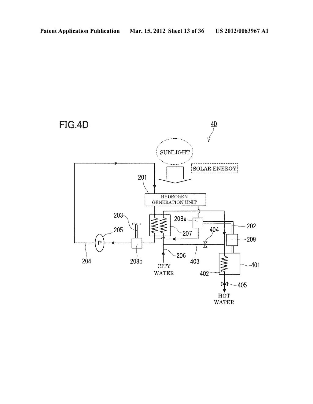 HYDROGEN GENERATION SYSTEM AND HOT WATER PRODUCTION SYSTEM - diagram, schematic, and image 14