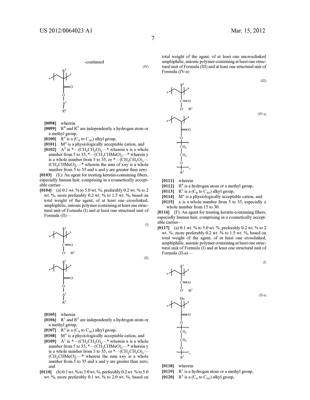 AGENTS FOR FIBERS CONTAINING KERATIN, CONTAINING AT LEAST ONE SPECIAL     CROSS-LINKED AMPHIPHILIC, ANIONIC POLYMER AND AT LEAST ONE FURTHER     SPECIAL NON-CROSS-LINKED AMPHIPHILIC ANIONIC POLYMER - diagram, schematic, and image 08