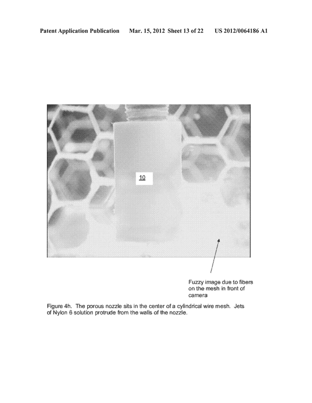 METHOD AND DEVICE FOR PRODUCING ELECTROSPUN FIBERS AND FIBERS PRODUCED     THEREBY - diagram, schematic, and image 14