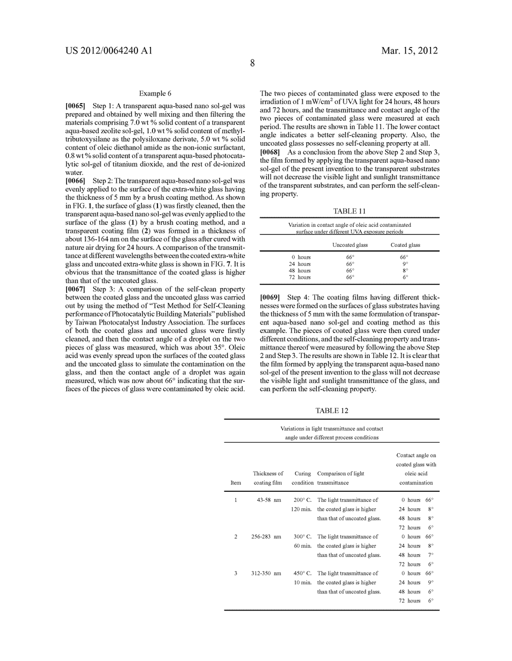 TRANSPARENT AQUA-BASED NANO SOL-GEL COMPOSITION AND METHOD OF APPLYING THE     SAME - diagram, schematic, and image 15