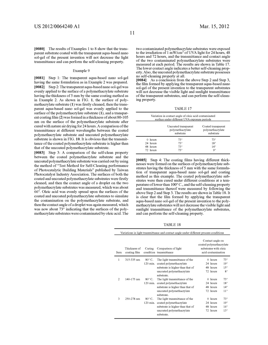 TRANSPARENT AQUA-BASED NANO SOL-GEL COMPOSITION AND METHOD OF APPLYING THE     SAME - diagram, schematic, and image 18