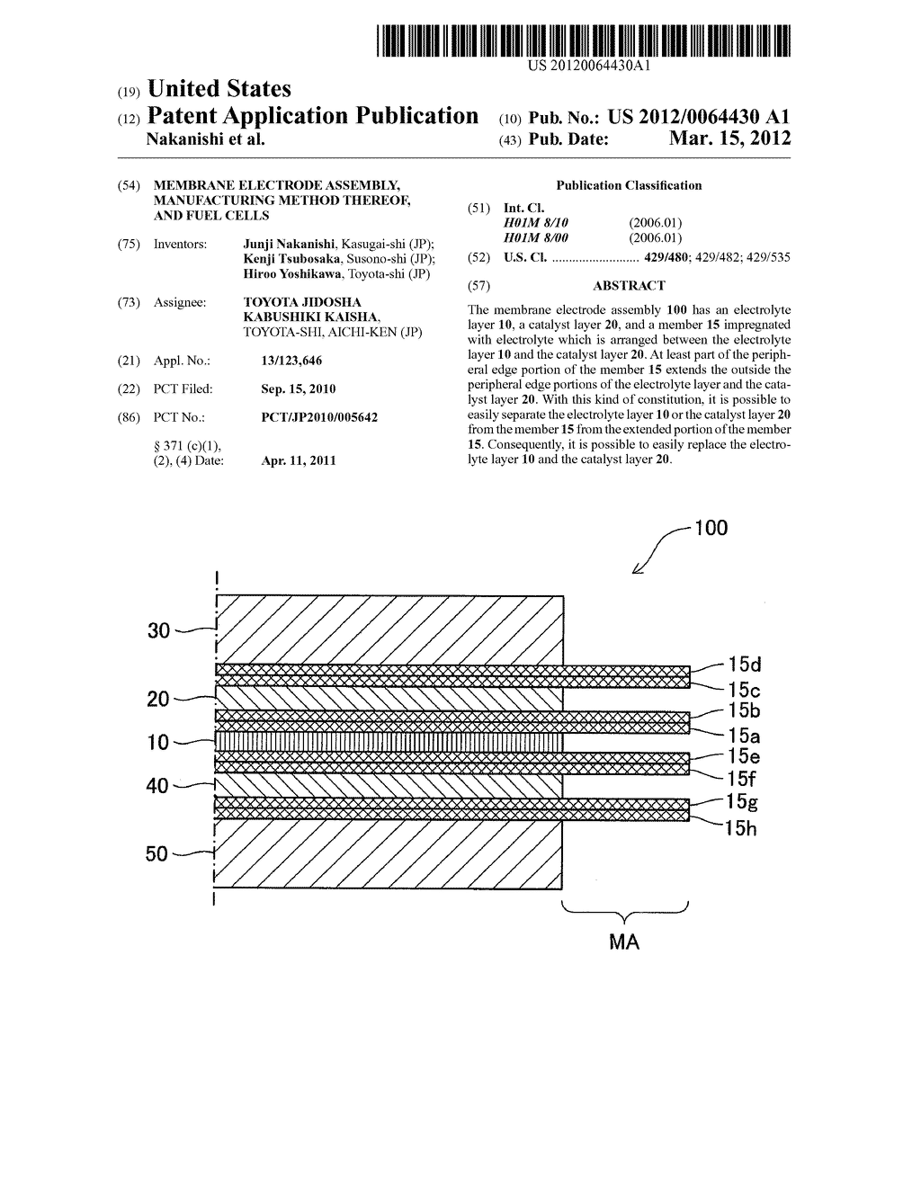 MEMBRANE ELECTRODE ASSEMBLY, MANUFACTURING METHOD THEREOF, AND FUEL CELLS - diagram, schematic, and image 01