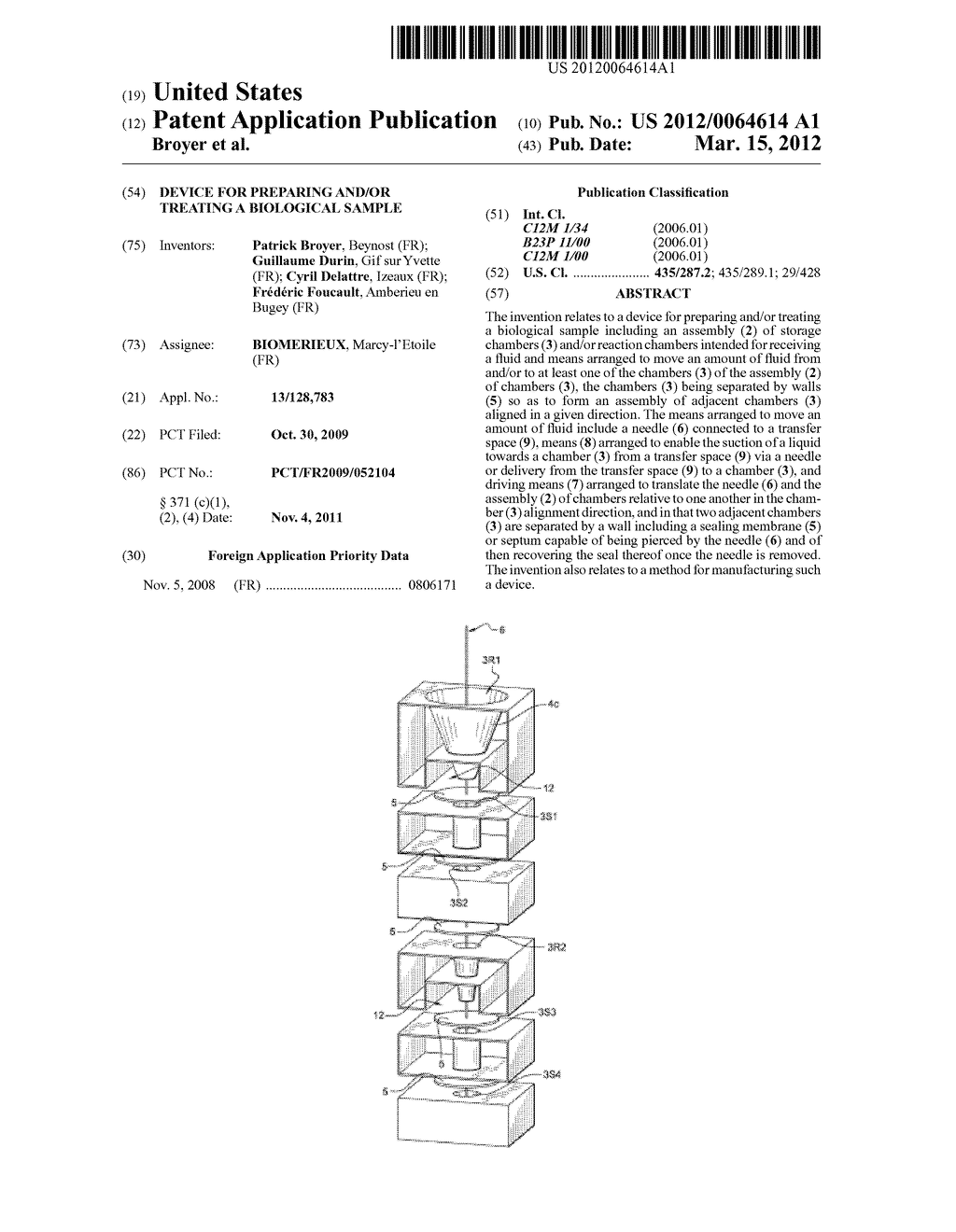 DEVICE FOR PREPARING AND/OR TREATING A BIOLOGICAL SAMPLE - diagram, schematic, and image 01