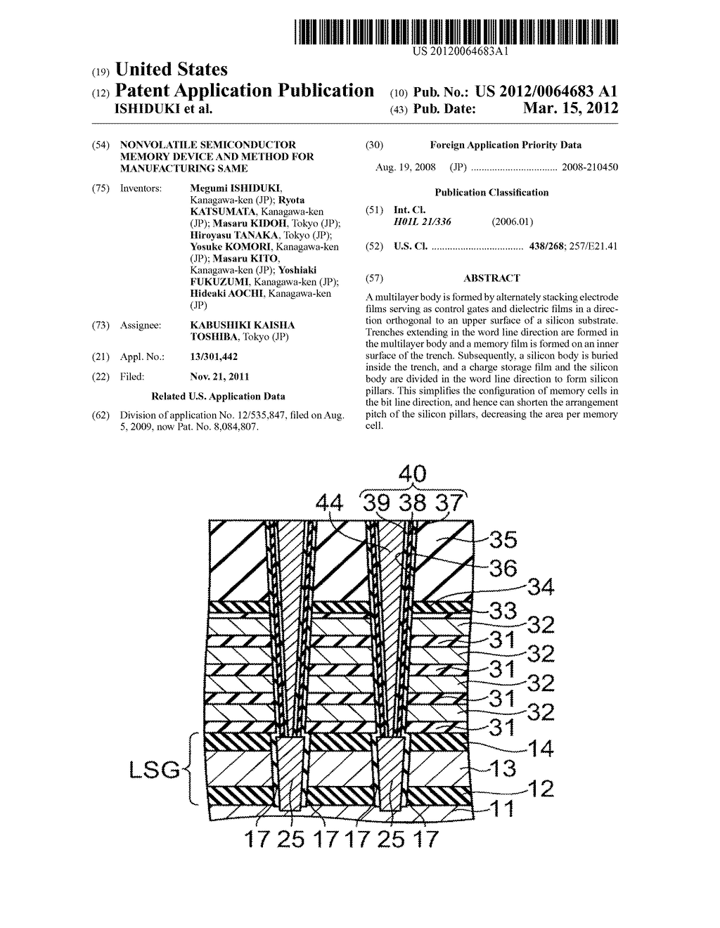 NONVOLATILE SEMICONDUCTOR MEMORY DEVICE AND METHOD FOR MANUFACTURING SAME - diagram, schematic, and image 01