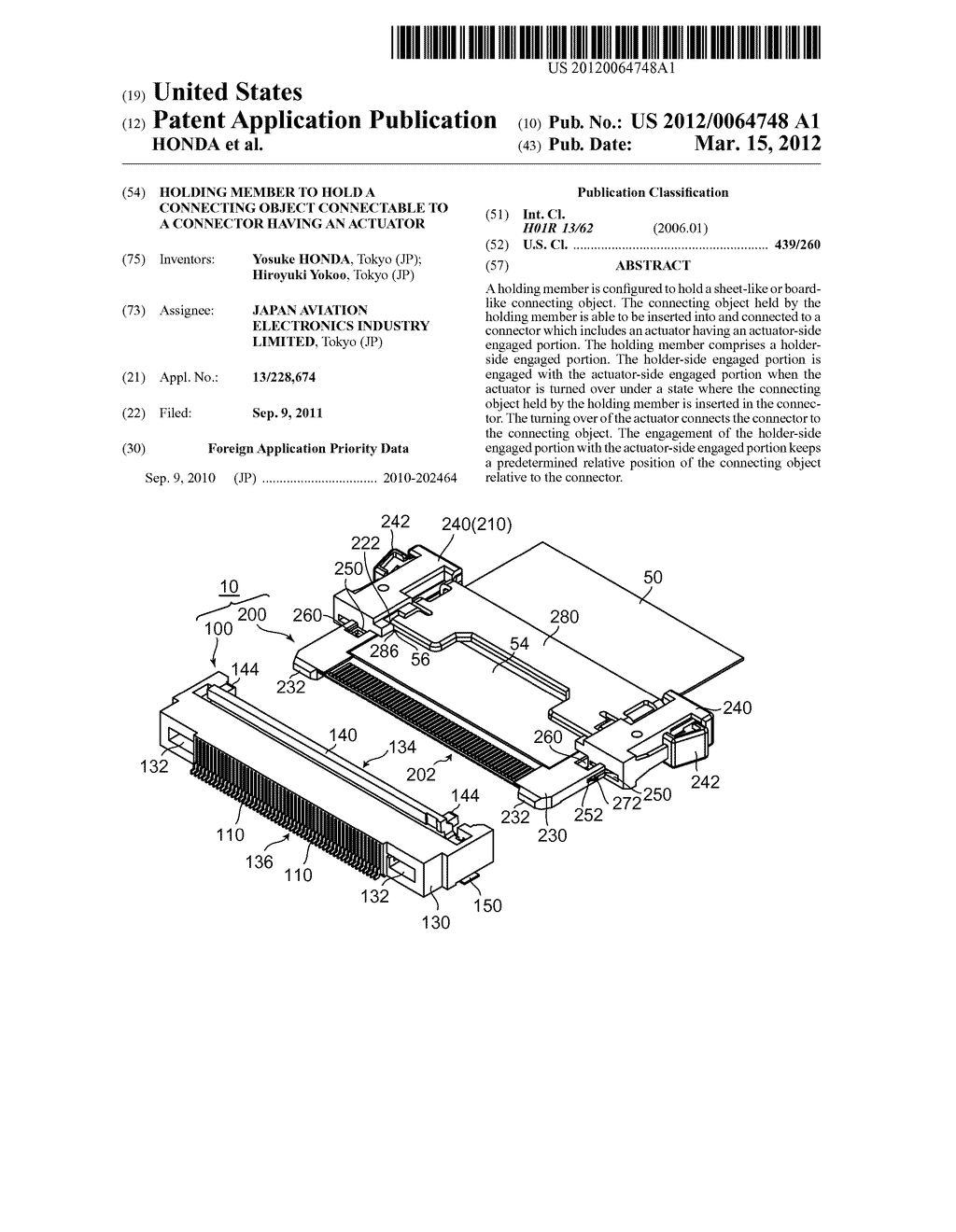 HOLDING MEMBER TO HOLD A CONNECTING OBJECT CONNECTABLE TO A CONNECTOR     HAVING AN ACTUATOR - diagram, schematic, and image 01