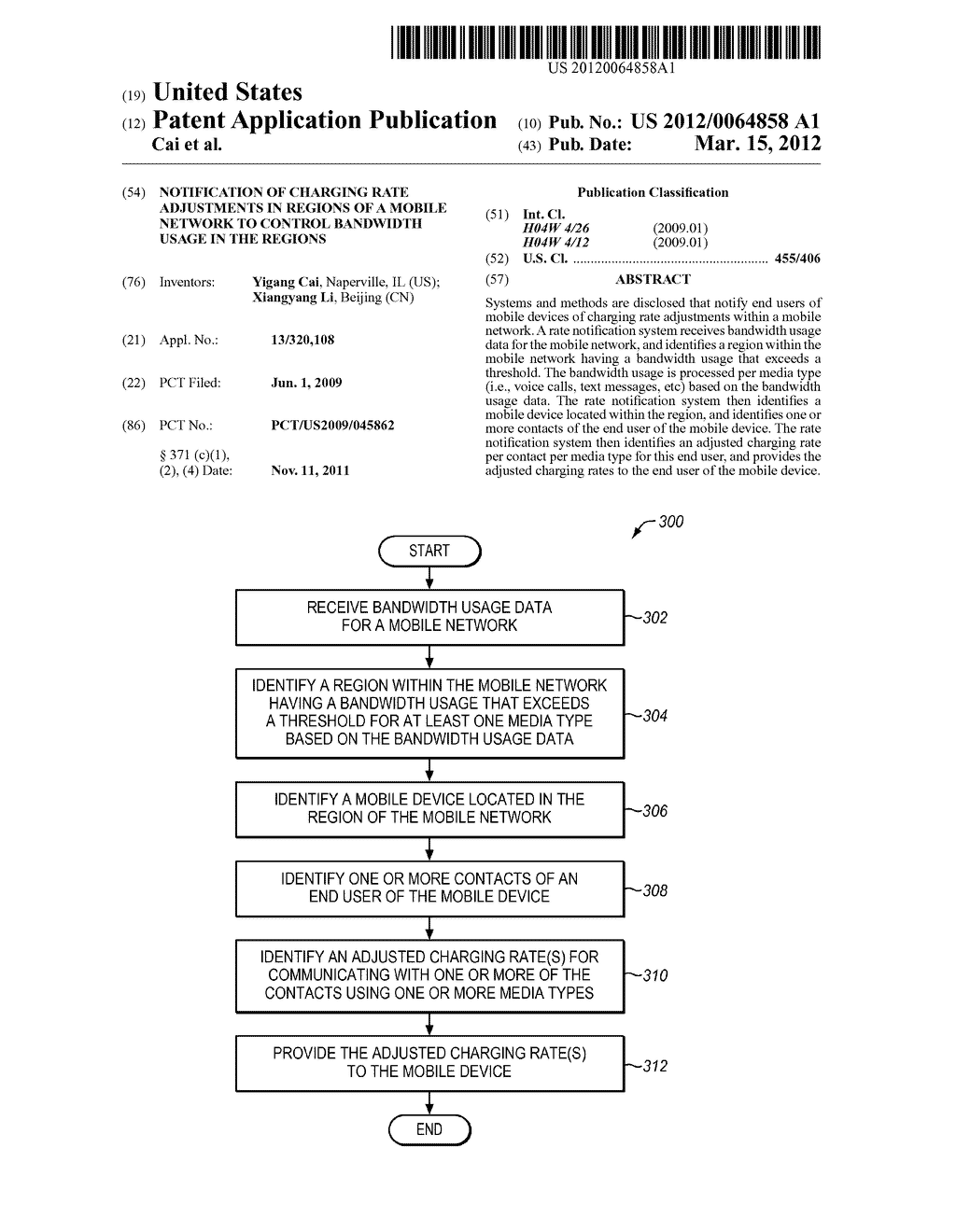 NOTIFICATION OF CHARGING RATE ADJUSTMENTS IN REGIONS OF A MOBILE NETWORK     TO CONTROL BANDWIDTH USAGE IN THE REGIONS - diagram, schematic, and image 01