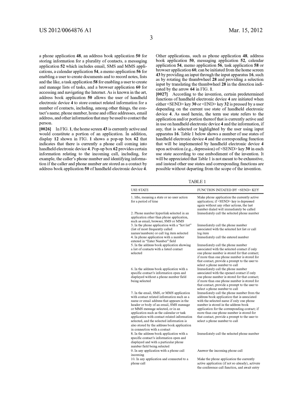 HANDHELD ELECTRONIC DEVICE INCLUDING CROSS APPLICATION USE OF PHONE     RELATED INPUTS, AND ASSOCIATED METHOD - diagram, schematic, and image 09