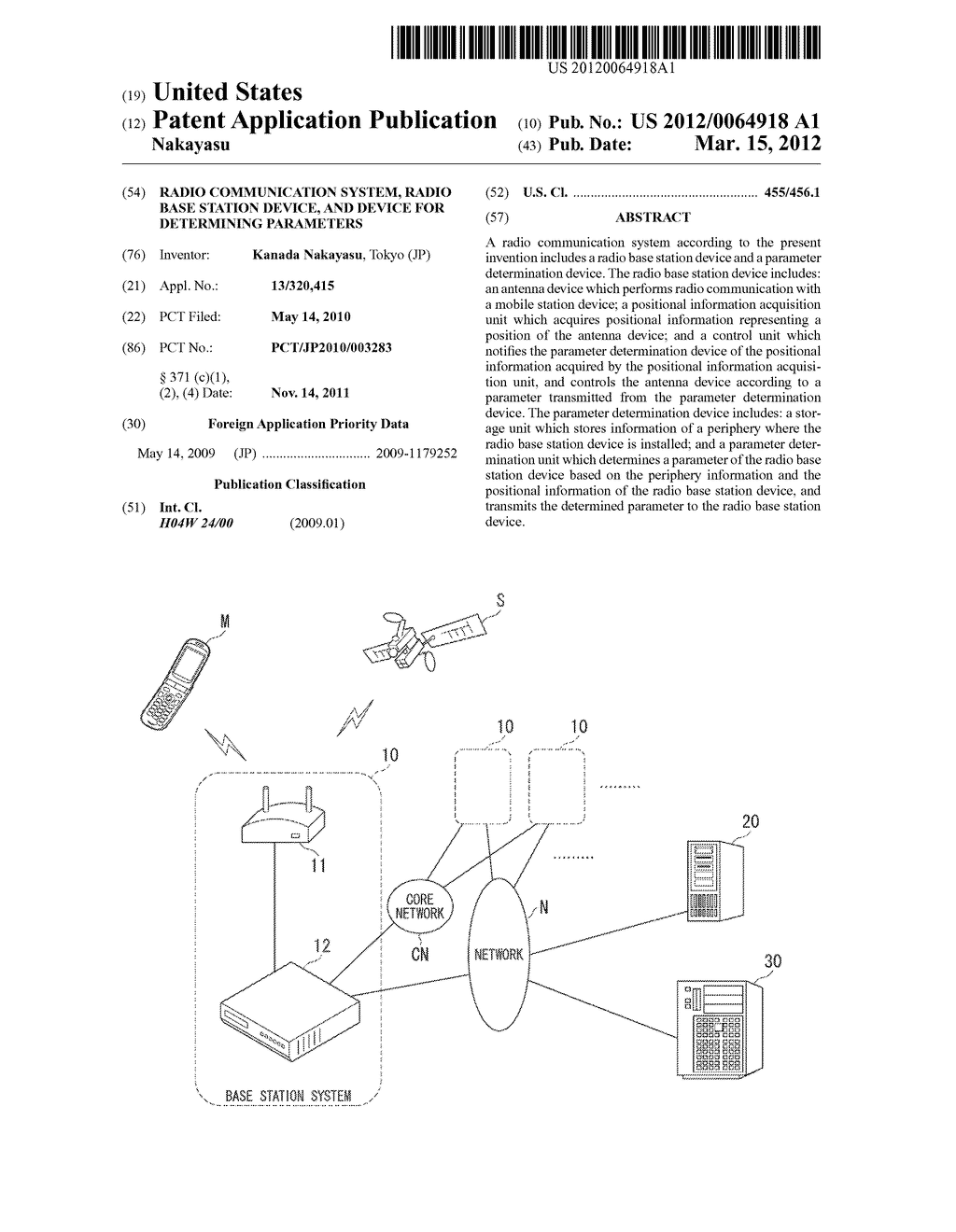 RADIO COMMUNICATION SYSTEM, RADIO BASE STATION DEVICE, AND DEVICE FOR     DETERMINING PARAMETERS - diagram, schematic, and image 01