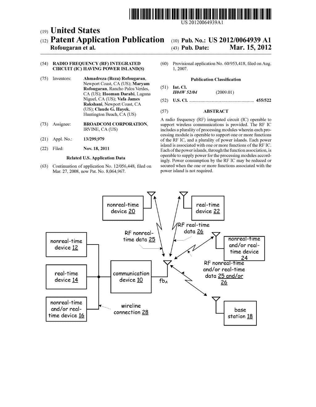 RADIO FREQUENCY (RF) INTEGRATED CIRCUIT (IC) HAVING POWER ISLAND(S) - diagram, schematic, and image 01