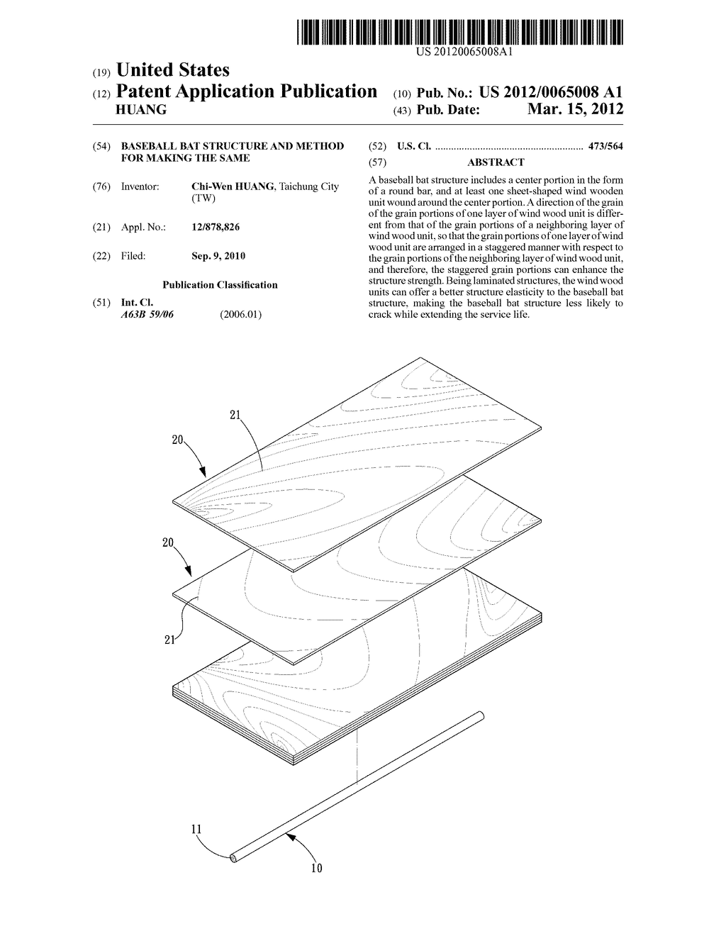 Baseball bat structure and method for making the same - diagram, schematic, and image 01