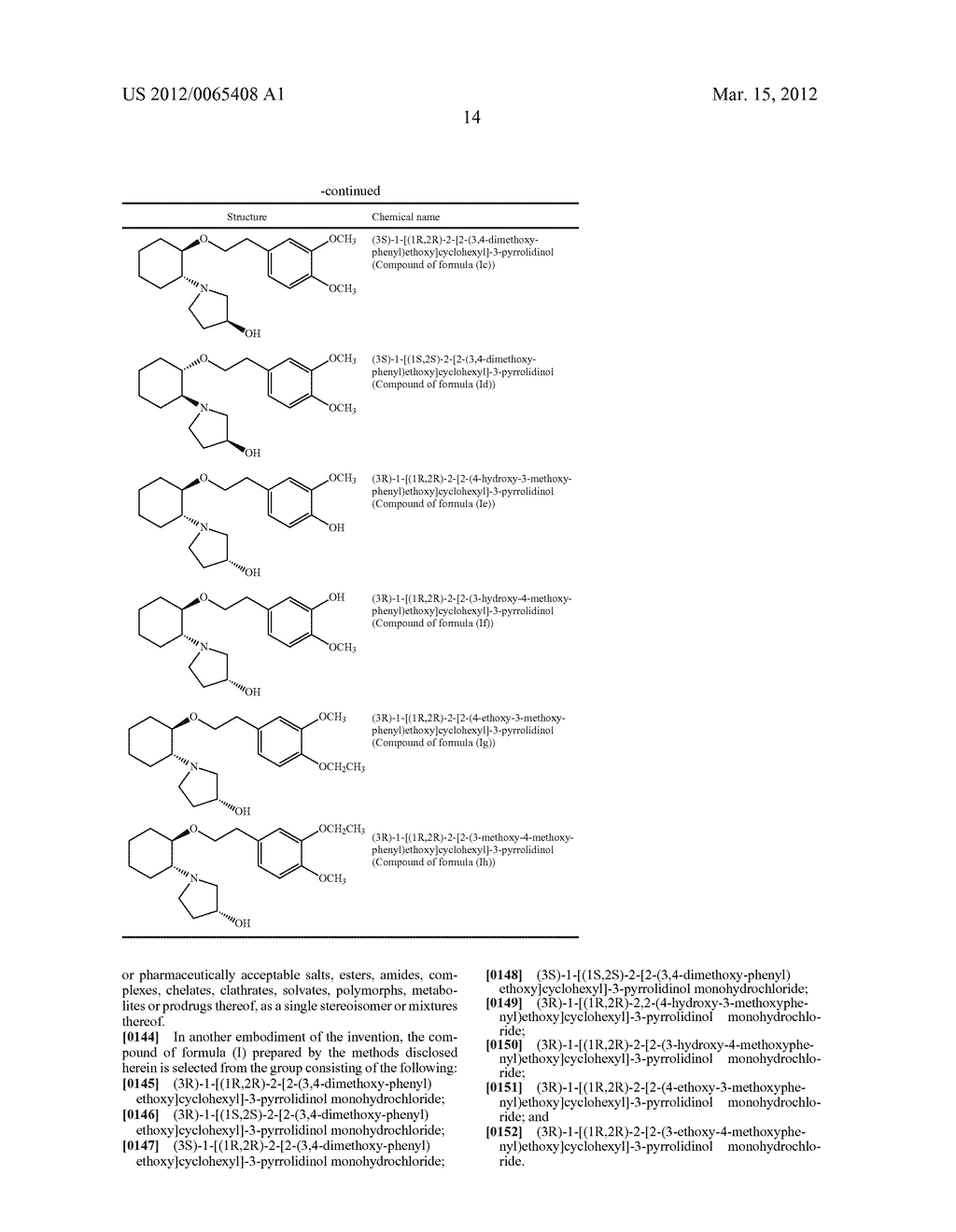 SYNTHETIC PROCESSES FOR THE PREPARATION OF AMINOCYCLOHEXYL ETHER COMPOUNDS - diagram, schematic, and image 15